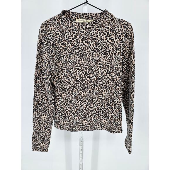 Liberty Love Womens Sz S Long Sleeve Fuzzy Mock Neck Top Leopard Print - Picture 1 of 3